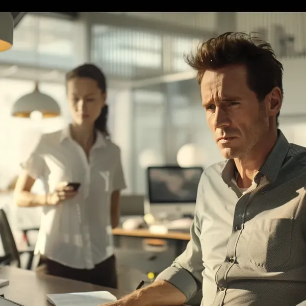 An AI generated image of 2 people in an office