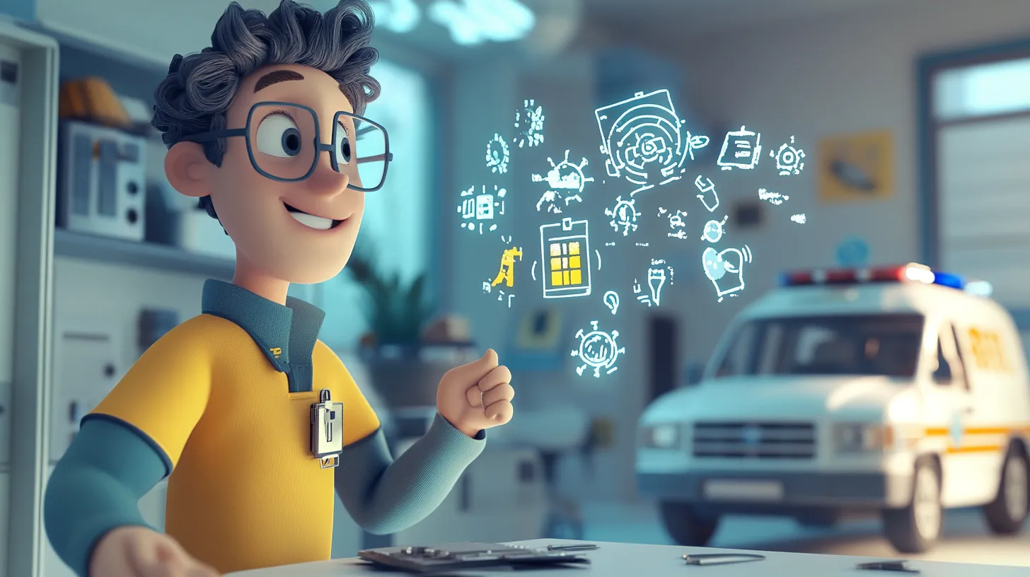 AI generated cartoon guy looking at AI Tools for Small Business
